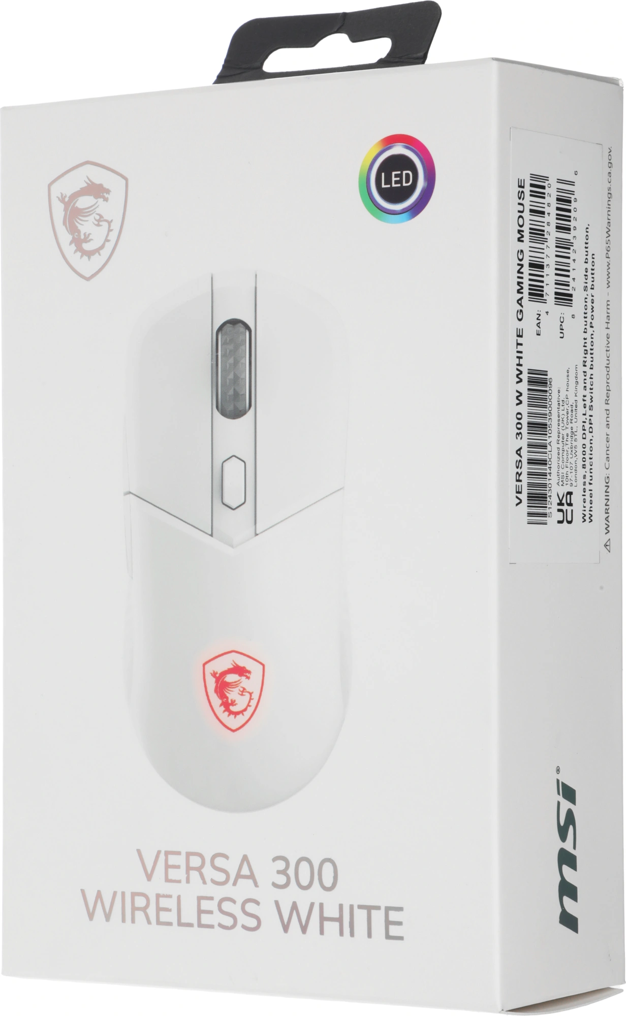 Мышь MSI VERSA 300 W MS-8ZBD белый оптическая 8000dpi беспров. BT/Radio USB 5but (S12-4301440-CLA)