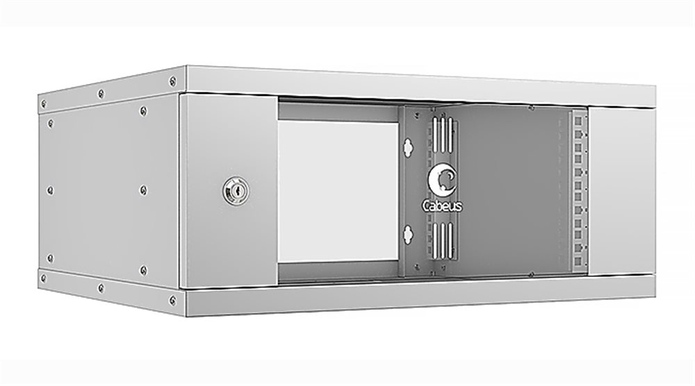 Cabeus WSC-05D-4U55/45 - Шкаф телекоммуникационный настенный 19" 4U, серия LIGHT разборный, дверь стекло, цвет серый