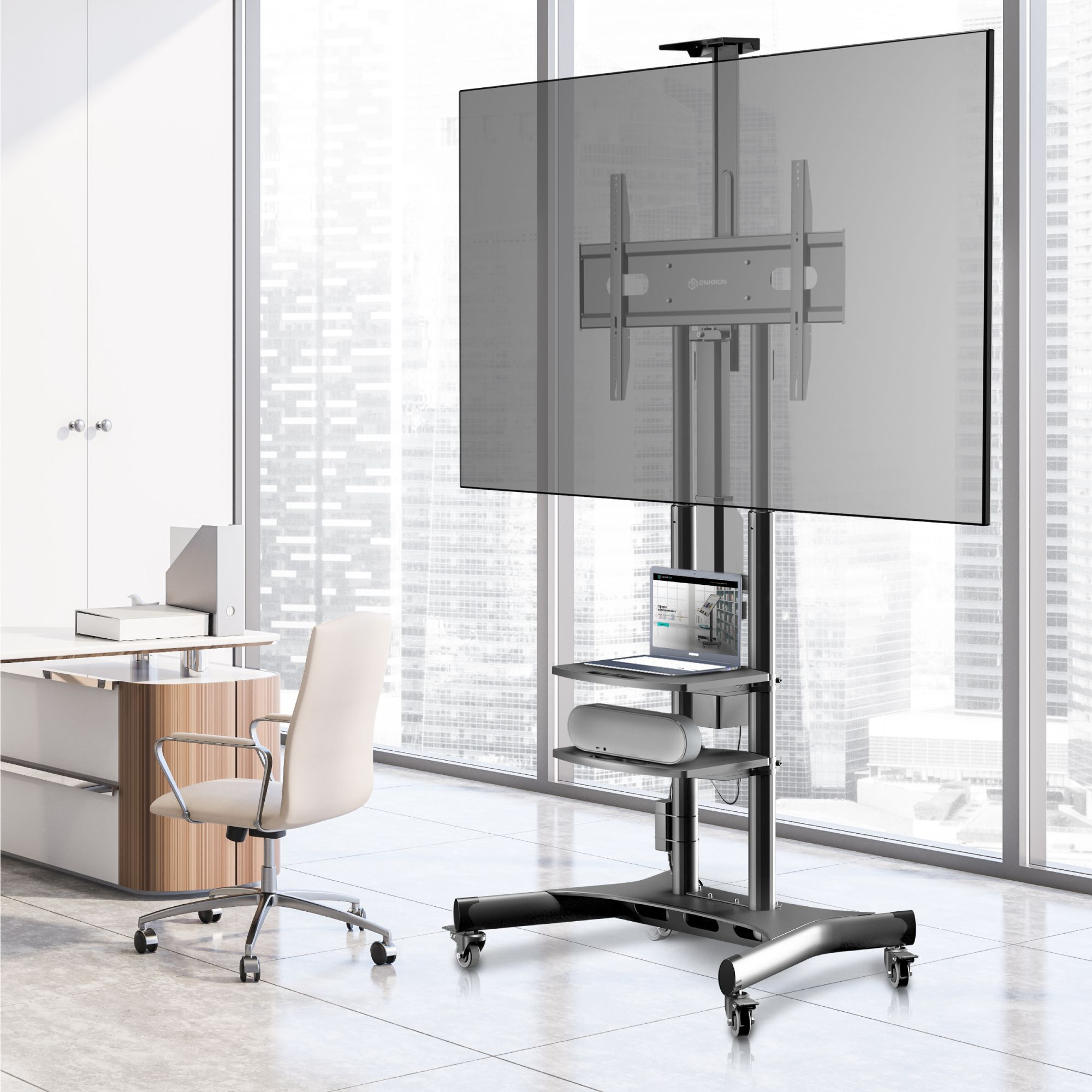 Подставка для телевизора Onkron TS1881 Elift черный 50"-86" макс.90кг напольный наклон (моторизованный лифт)