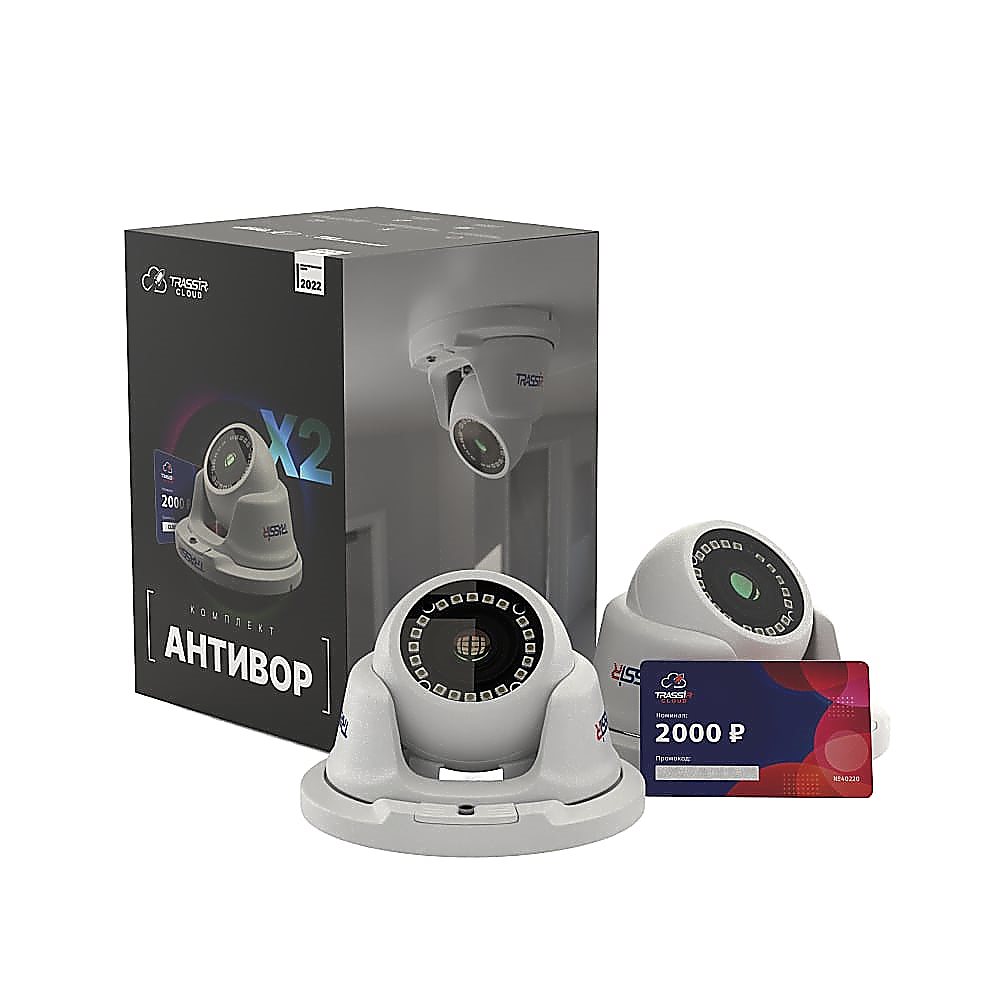 Комплект облачного видеонаблюдения: Антивор (2 камеры TR-D2S5 v2 2.8 + Облако 2000)