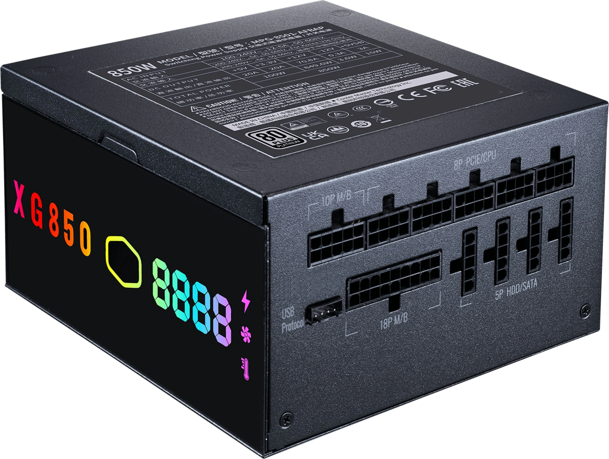 Блок питания Cooler Master ATX 850W XG850 PLATINUM Plus 80+ platinum (20+4pin) APFC 135mm fan color LED 12xSATA Cab Manag RTL