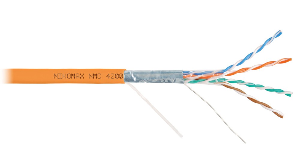 NMC 4200C-OR - Кабель NIKOMAX F/UTP 4 пары, Кат.5e (Класс D), тест по ISO/IEC, 100МГц, одножильный, BC (чистая медь), 24AWG (0,51мм), полимерный материал нг(А)-HF, внутренний, оранжевый, 305м - гарантия: 5 лет / 15 лет системная