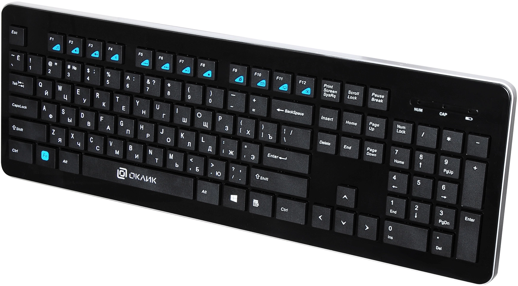 Клавиатура Оклик 870S черный USB беспроводная slim Multimedia