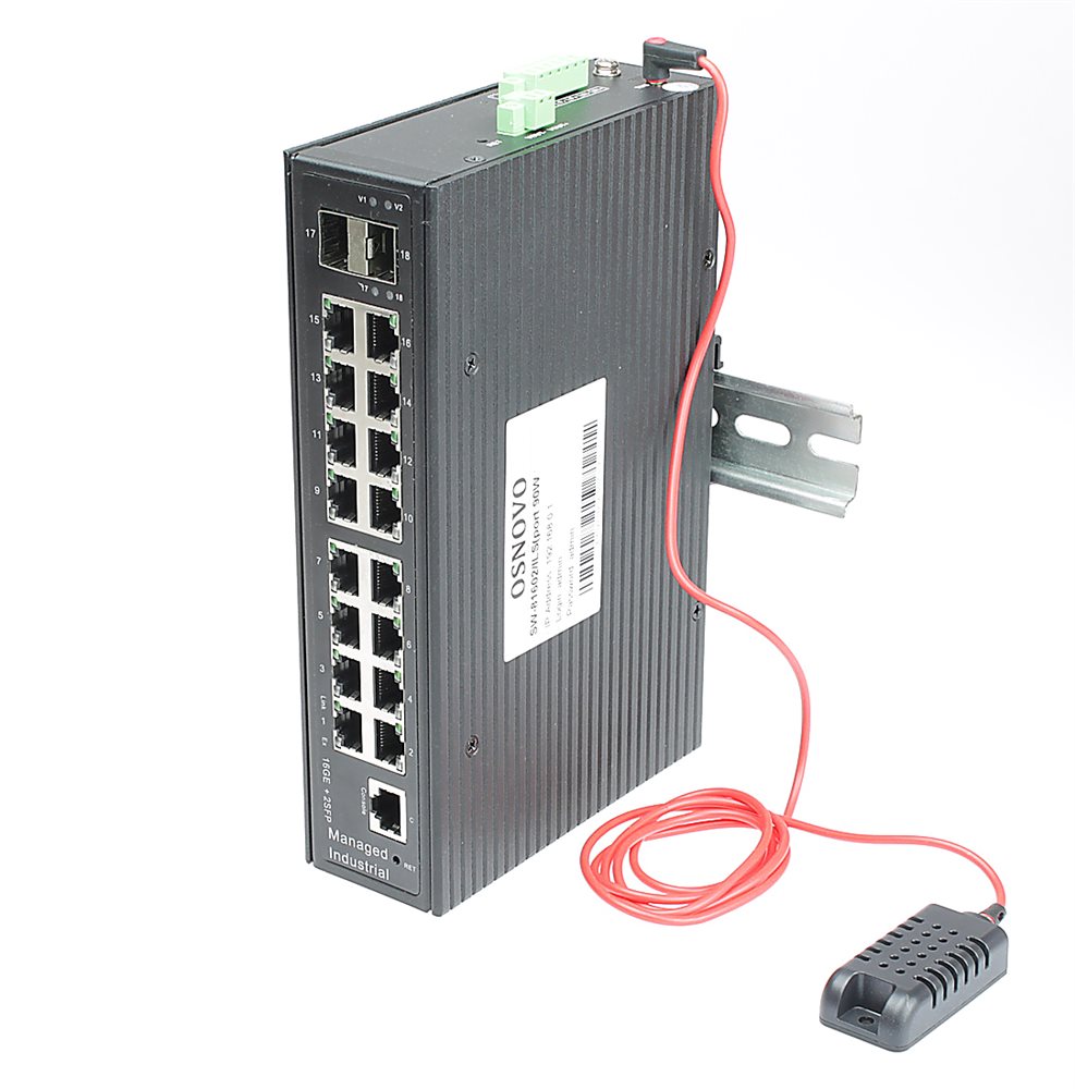 SW-81602/ILS(Port 90W, 600W) Промышленный управляемый (L2+) HiPoE коммутатор OSNOVO Gigabit Ethernet. Порты: 2 x GE (10/100/1000Base-T) с PoE BT (до 90W) + 14 x GE (10/100/1000Base-T) с PoE (до 30W) + 2 x GE SFP (1000Base-X).