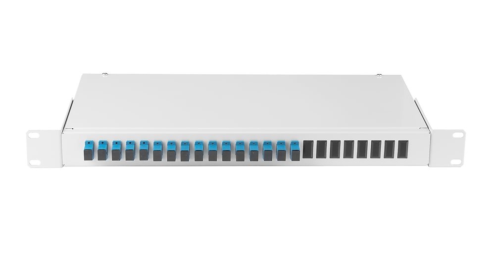 NMF-RP16SCAS2-WS-ES-1U-GY - Оптический кросс NIKOMAX 19", 1U, укомплектованный на 16 портов SC/APC (16 одинарных SC/APC адаптеров), SM 9/125 OS2