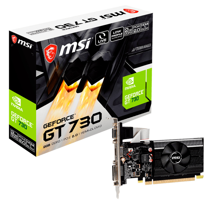 Видеокарта MSI PCI-E 2.0 N730K-2GD3/LP NVIDIA GeForce GT 730 2Gb 64bit DDR3 902/1600 DVIx1 HDMIx1 CRTx1 HDCP Ret low profile