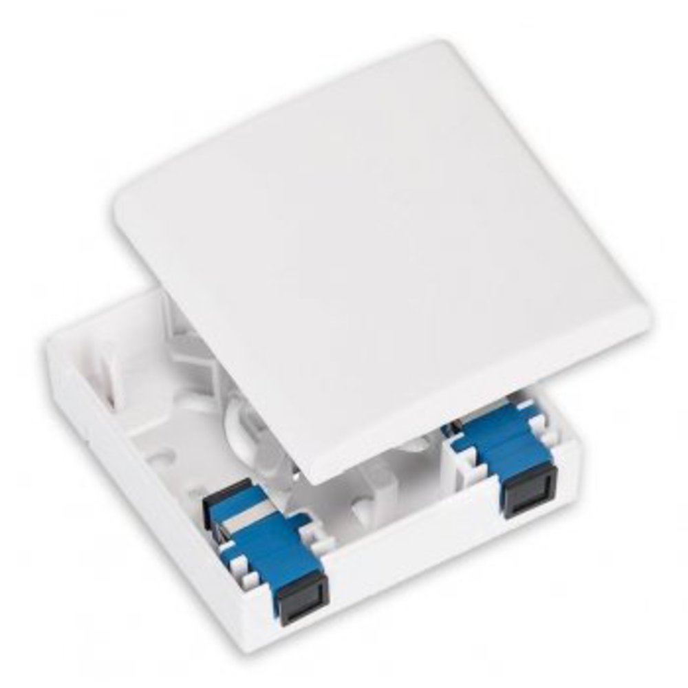 NMF-WO02LCUS2-CS-WT - Оптическая розетка (кросс) NIKOMAX, укомплектованная на 2 порта LC/UPC, SM 9/125 OS2, полный комплект