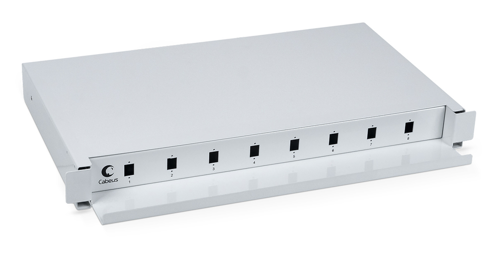 Cabeus ODF-19-8-SC - Кросс бокс оптический 19" на 8 SC (LC duplex) со сплайс-кассетой, выдвижной (без пигтейлов и проходных адаптеров)