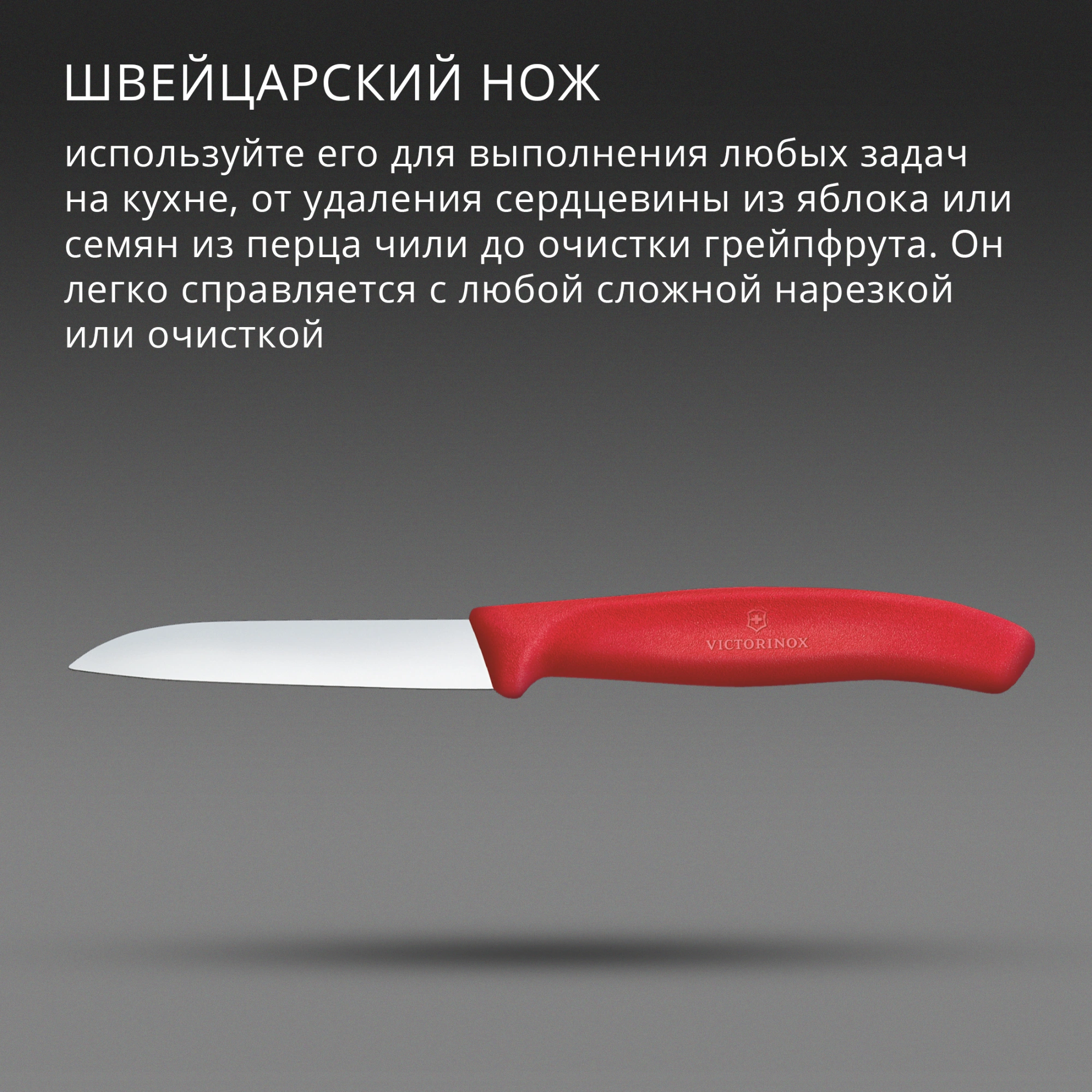Нож кухонный Victorinox Swiss Classic (6.7401.C1) стальной для чистки овощей и фруктов лезв.80мм прямая заточка красный