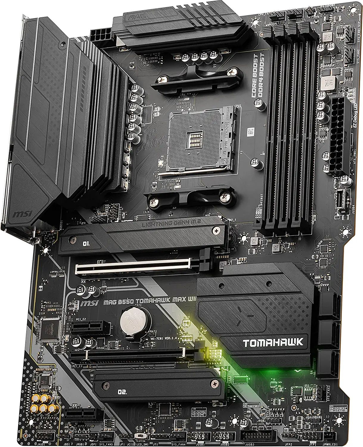 Материнская плата MSI MAG B550 TOMAHAWK MAX WIFI Soc-AM4 AMD B550 4xDDR4 ATX AC`97 8ch(7.1) 2.5Gg RAID+HDMI+DP