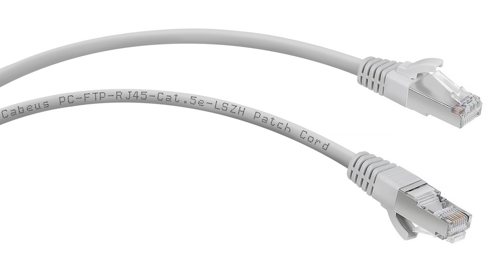 Cabeus PC-FTP-RJ45-Cat.5e-2m-LSZH - Патч-корд F/UTP, категория 5е, 2xRJ45/8p8c, экранированный, серый, LSZH, 2м