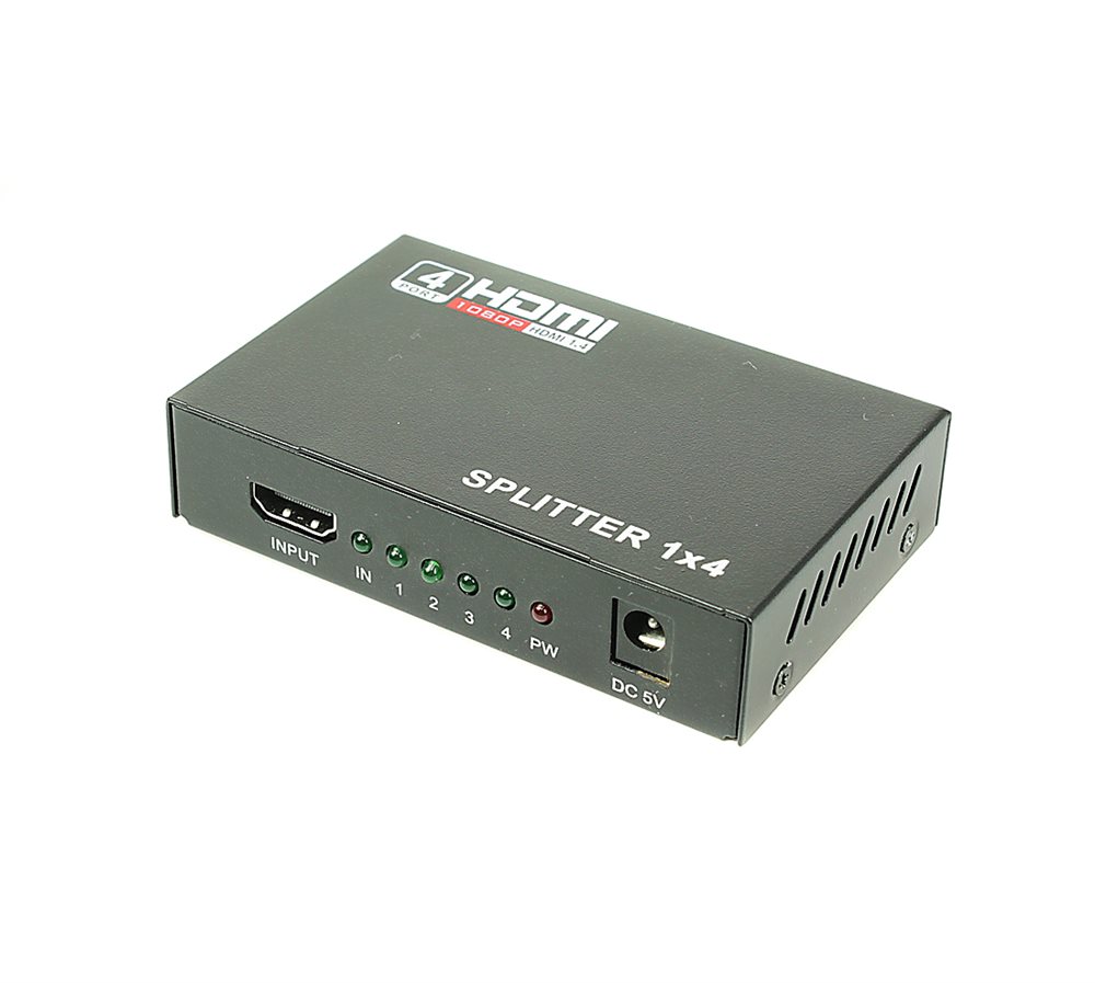 D-Hi1041 - Разветвитель сигнала Osnovo HDMI (1вх./4вых.).Максимальное разрешение 4K2K(30Гц). Поддержка 3D и HDCP. Скорость передачи данных до 10,2Гбит/с. Вх. - HDMI(A)/Роз.2,1х5мм(DC5V). Вых. - HDMI(A)x4. В комплекте БП DC5V(1А).