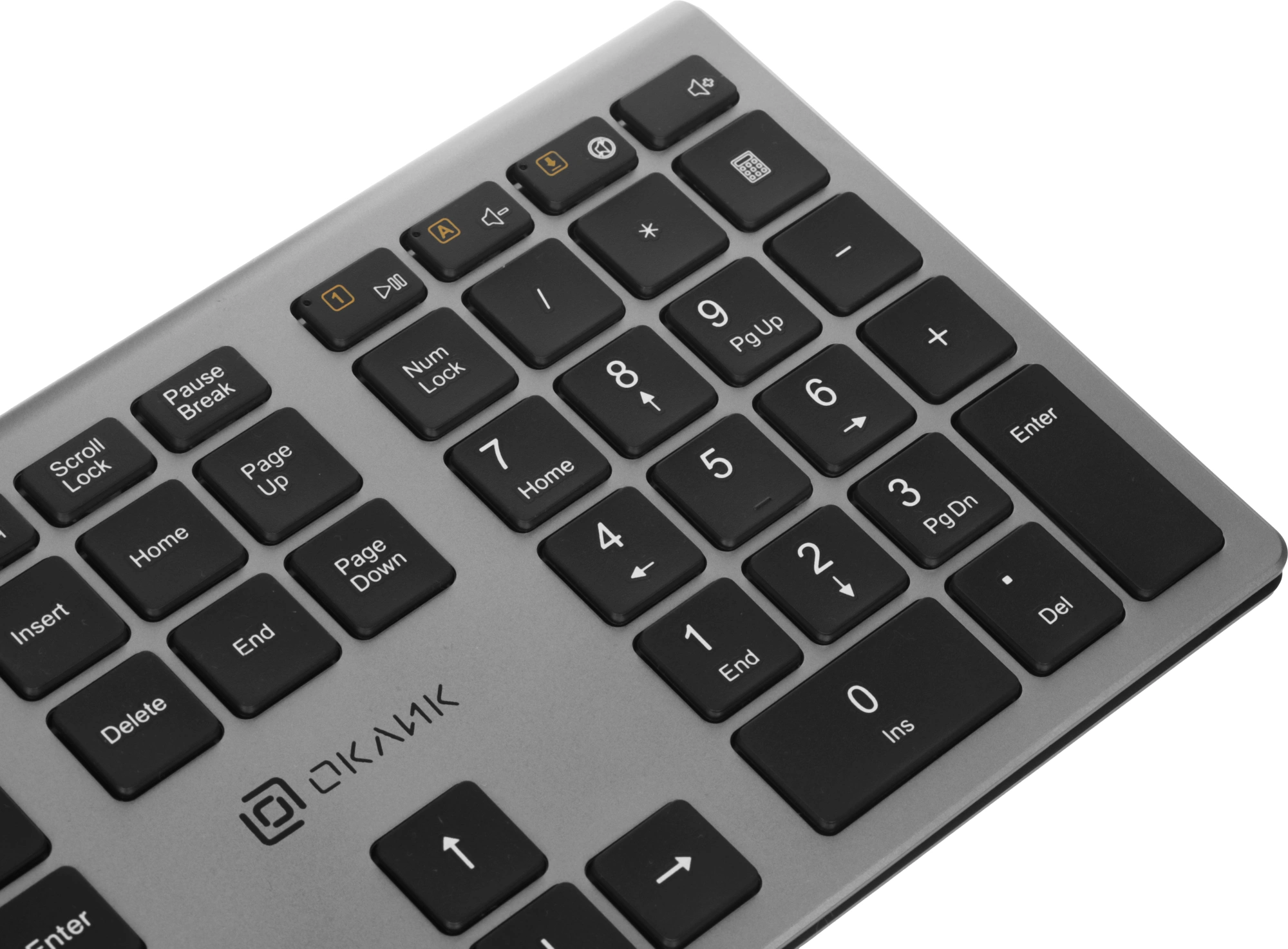 Клавиатура Оклик 890S серый/черный USB slim Multimedia (1784239)