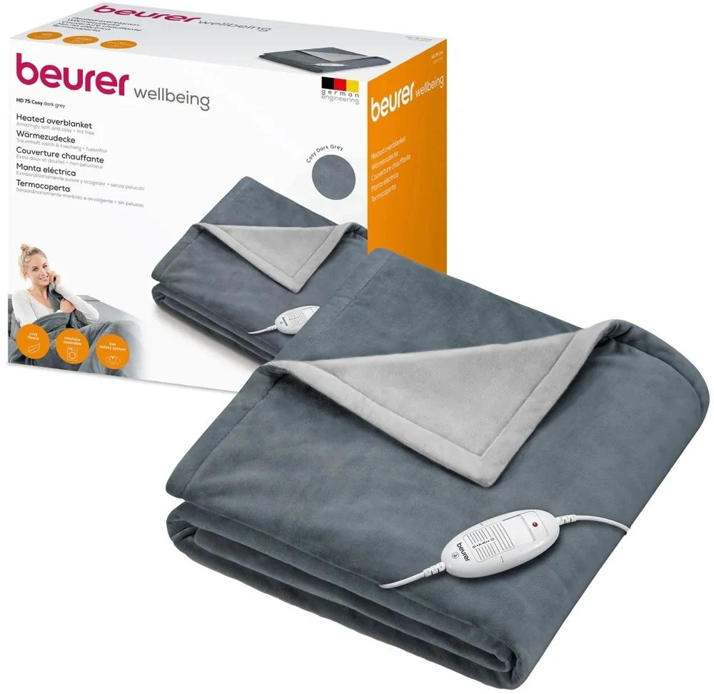 Электрическое одеяло для тела Beurer HD75 Dark Grey 100Вт (421.06)