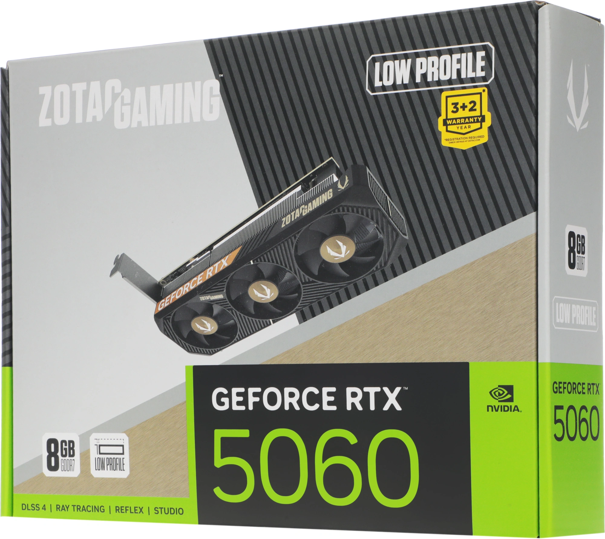Видеокарта Zotac PCI-E 5.0 RTX 5060 LP 8GB NVIDIA GeForce RTX 5060 8Gb 128bit GDDR7 2497/28000 HDMIx1 DPx2 HDCP Ret low profile