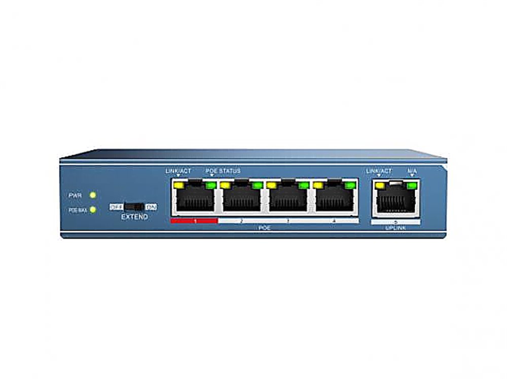 Сетевой неуправляемый коммутатор DS-S504P (B) 4 порта PoE, 1 приоритетный PoE