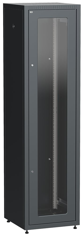 LE05-42U66-GM - ITK Шкаф LINEA E 42U 600х600мм двери 2шт стек. и метал. чер.