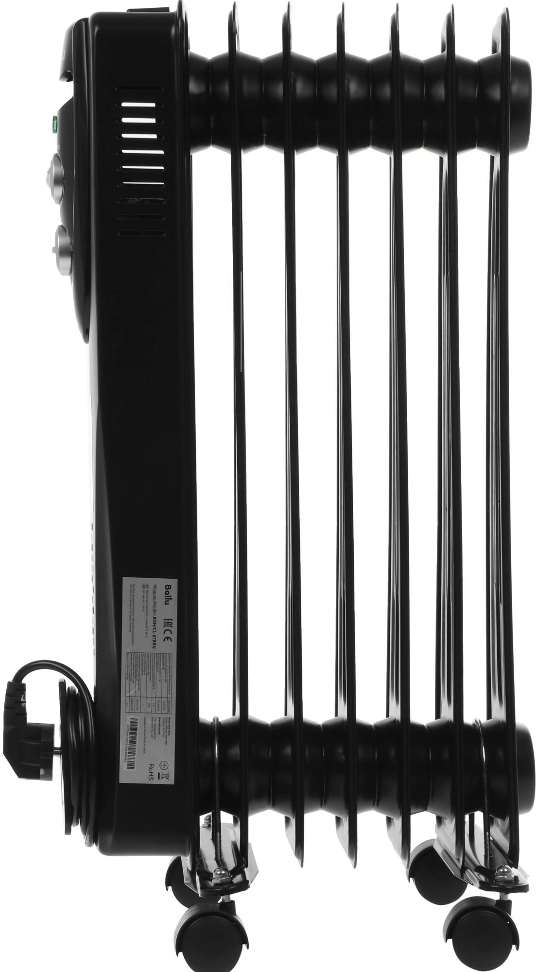 Радиатор масляный Ballu Classic Black BOH/CL-07BRN 1500Вт черный/серый