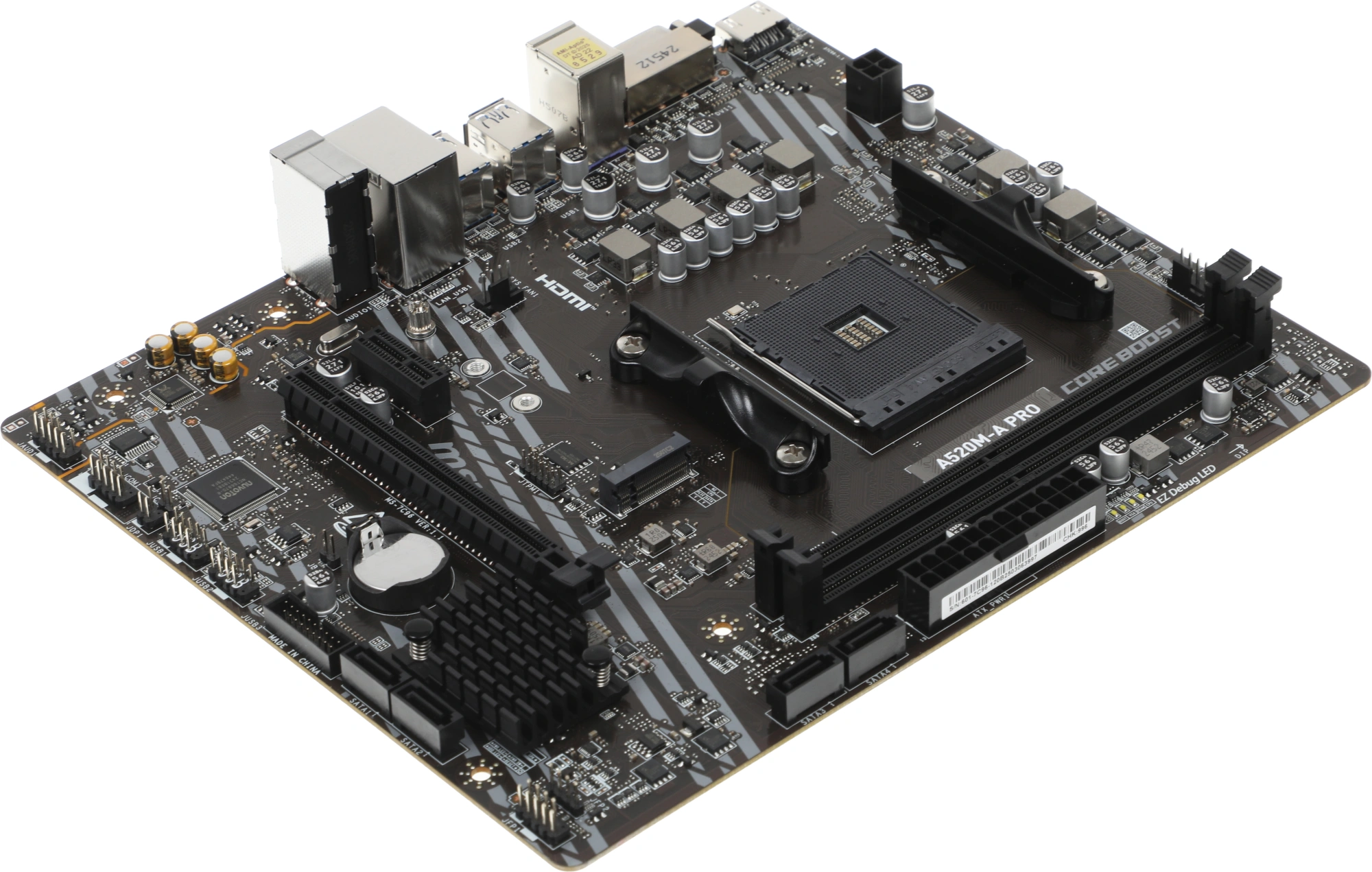 Материнская плата MSI A520M-A PRO Soc-AM4 AMD A520 2xDDR4 mATX AC`97 8ch(7.1) GbLAN RAID+DVI+HDMI