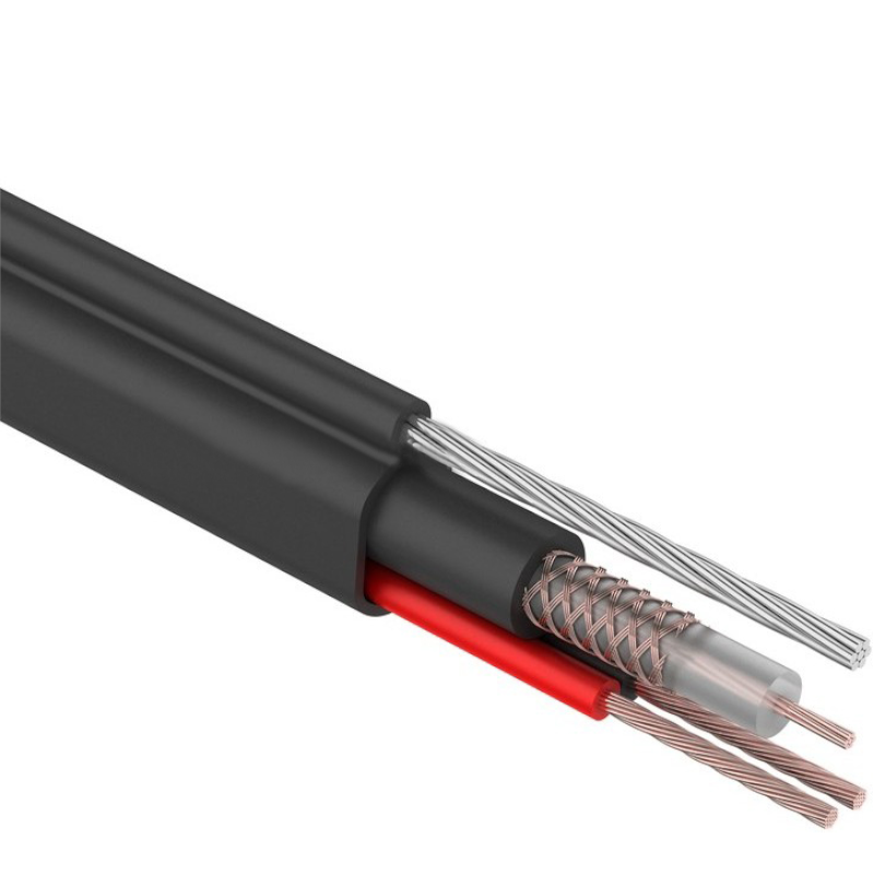 01-4107 - Кабель REXANT КВК-П-2+2x0,75 мм², +ТРОС (Cu/Cu) черный (бухта 305 м)