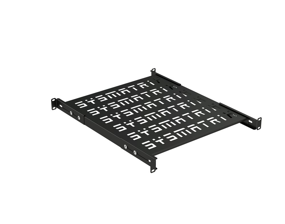 SYSMATRIX SH 5004.900 Полка SMART универсальная 19" перфорированная, площадка 500 мм (регулировка направляющих от 420 мм до 580 мм) для напольных и настенных шкафов, цвет черный (RAL 9004)