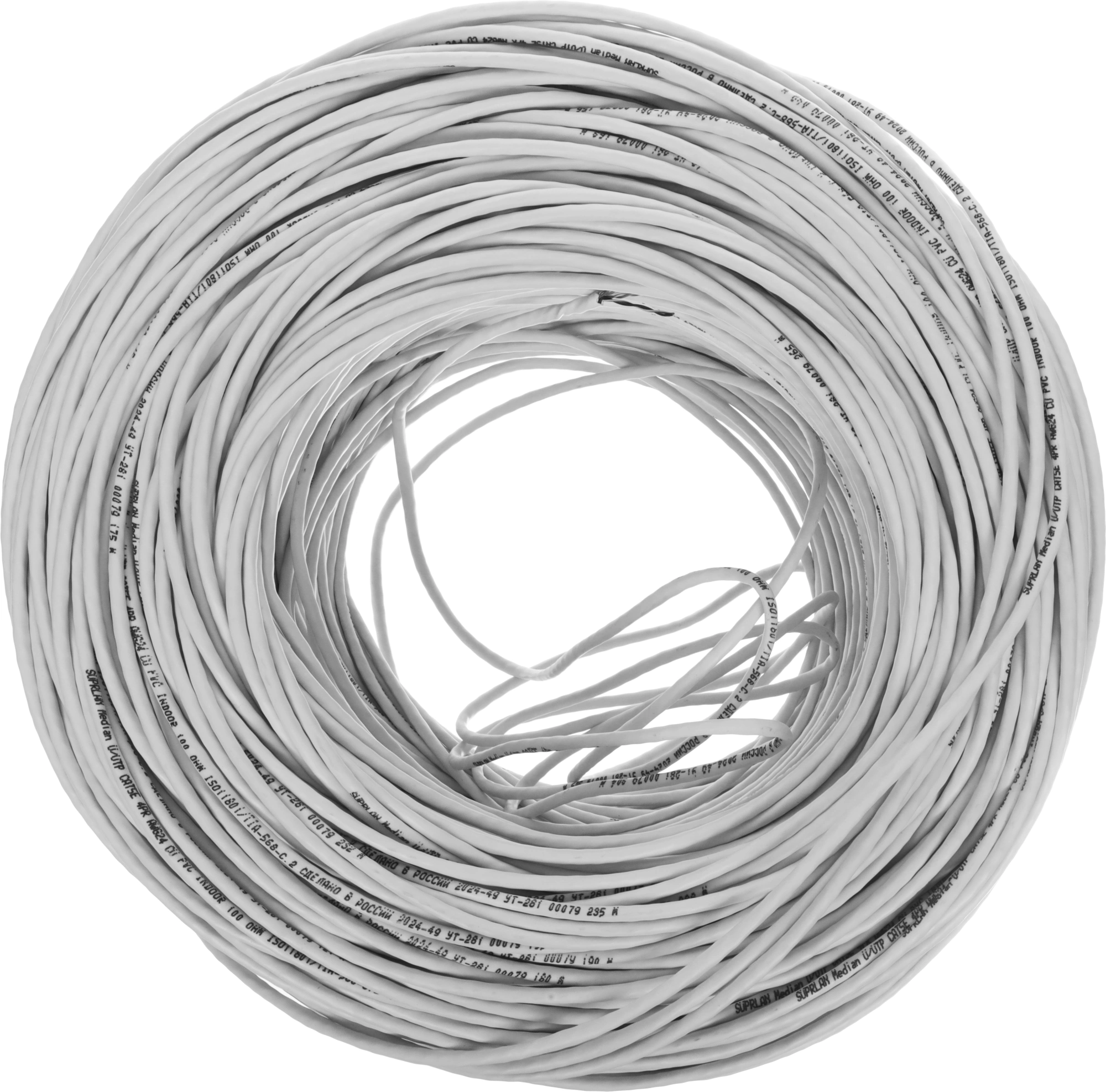 Кабель сетевой информационный Suprlan Median 01-0334-9 кат.5E UTP 4 пары 24AWG PVC внутренний 305м серый