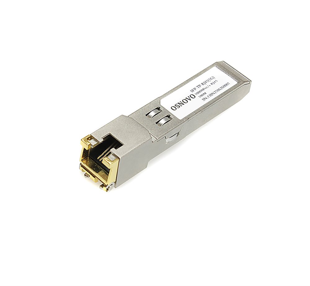 SFP-TP-RJ45(1G) - Медный SFP модуль Gigabit Ethernet с разъемом RJ45. Скорость 1000 Мбит/с. Интерфейс: SERDES. Расстояние передачи - до 100 м.