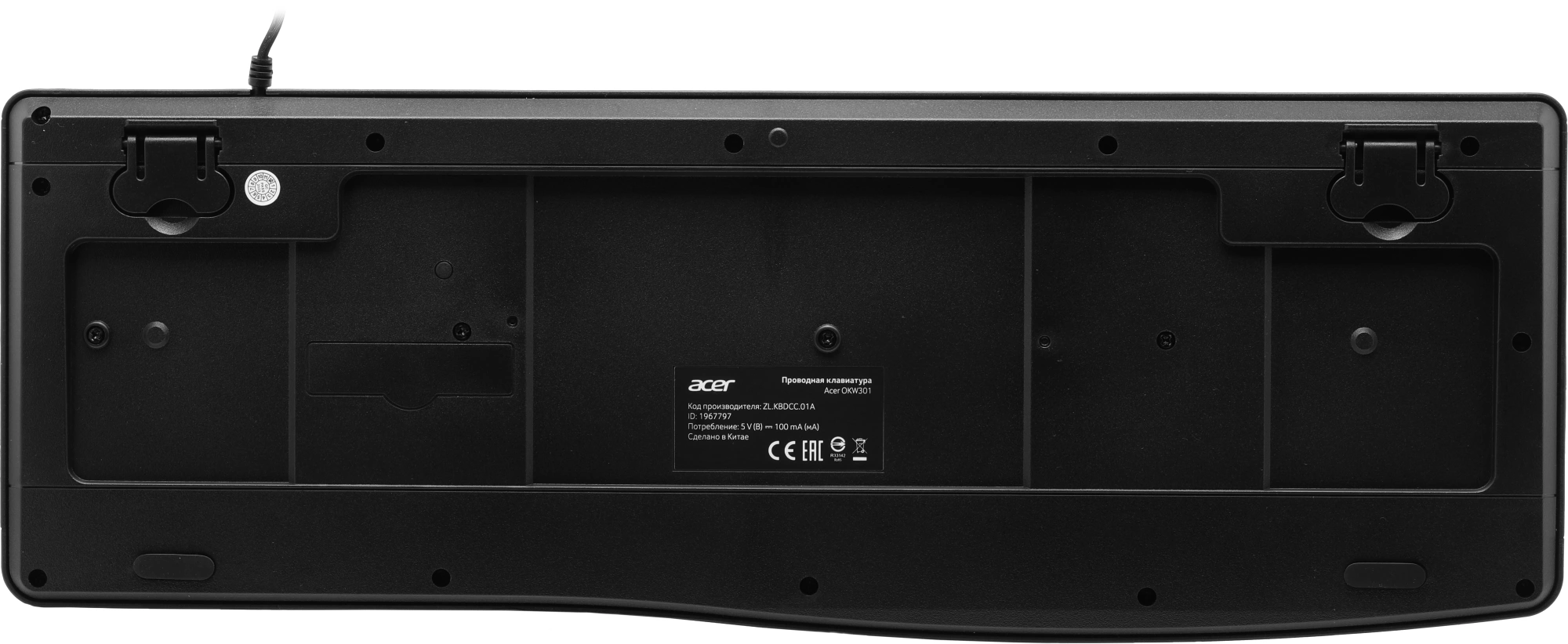Клавиатура Acer OKW301 черный USB (ZL.KBDCC.01A) кабель 1.8м