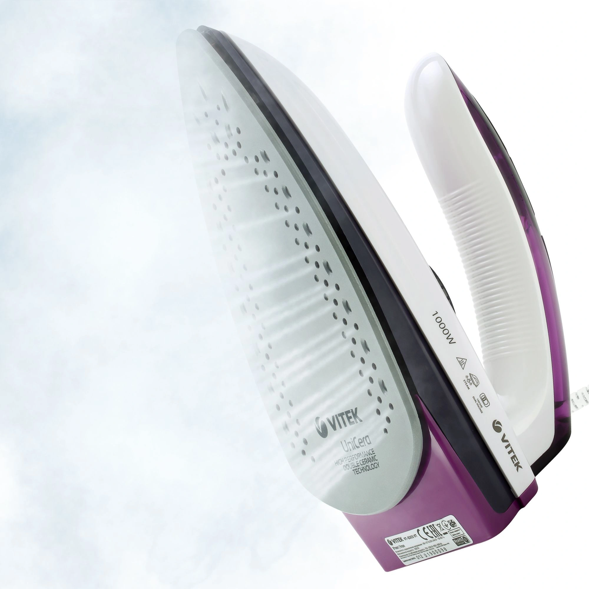 Утюг дорожный Vitek VT-8305 1000Вт белый/фиолетовый
