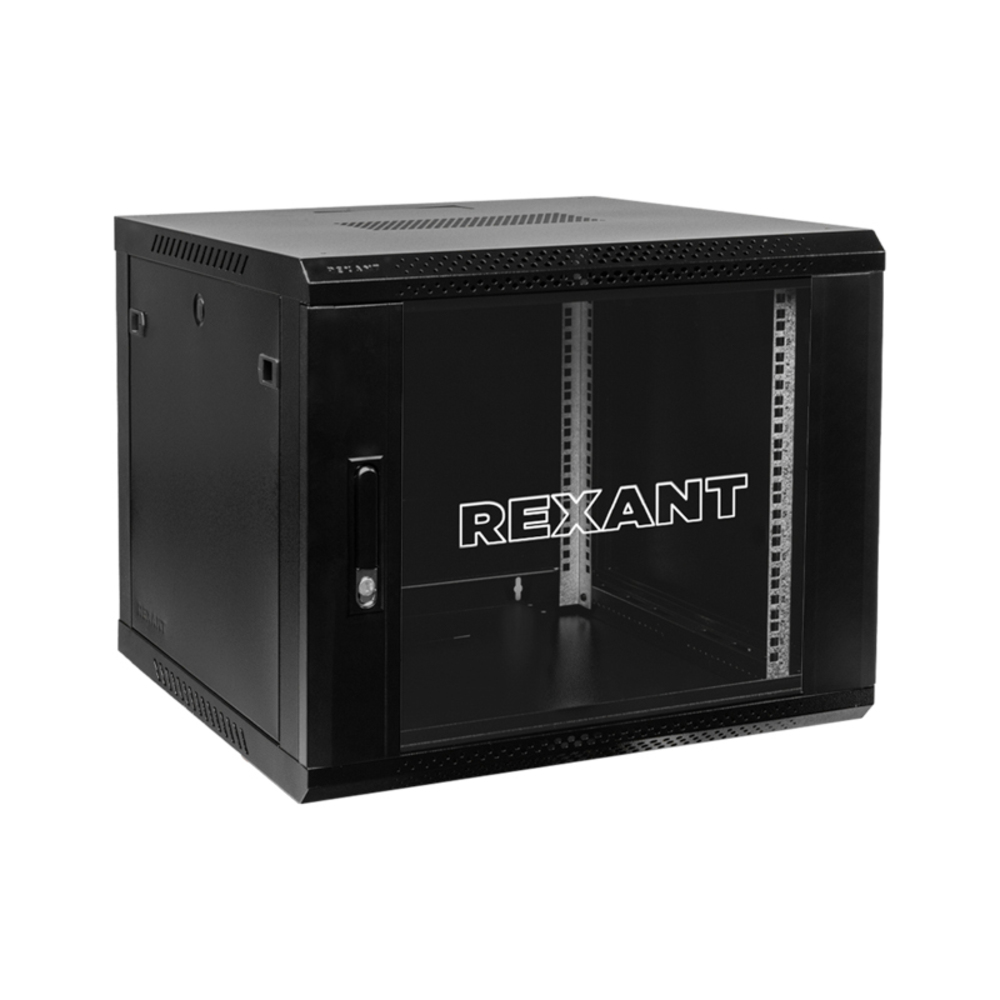 04-0966-112 - Настенный шкаф 19" 9U 600?600, дверь сплошное стекло, черный, RAL 9005 Rexant