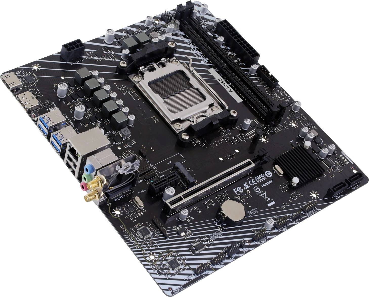 Материнская плата Biostar A620MS-E Socket AM5 AMD A620A 2xDDR5 mATX AC`97 8ch(7.1) GbLAN RAID+HDMI+DP