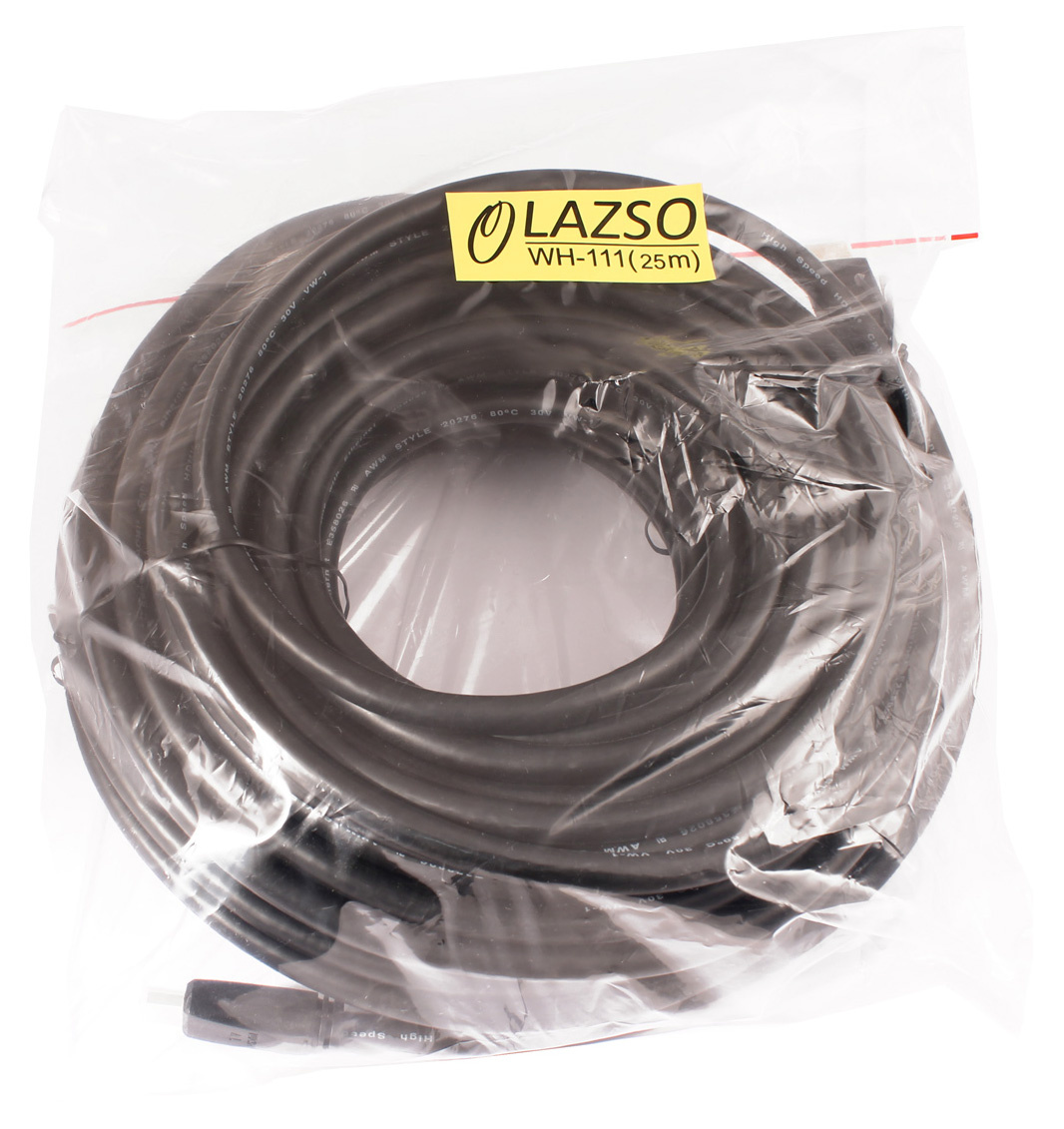 Кабель аудио-видео LAZSO WH-111 HDMI (m)/HDMI (m) 25м. позолоч.конт. черный (WH-111(25M))