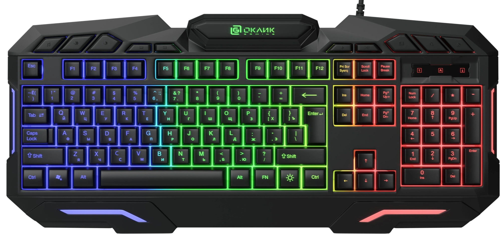 Клавиатура Оклик 700G Dynasty черный USB Multimedia for gamer LED