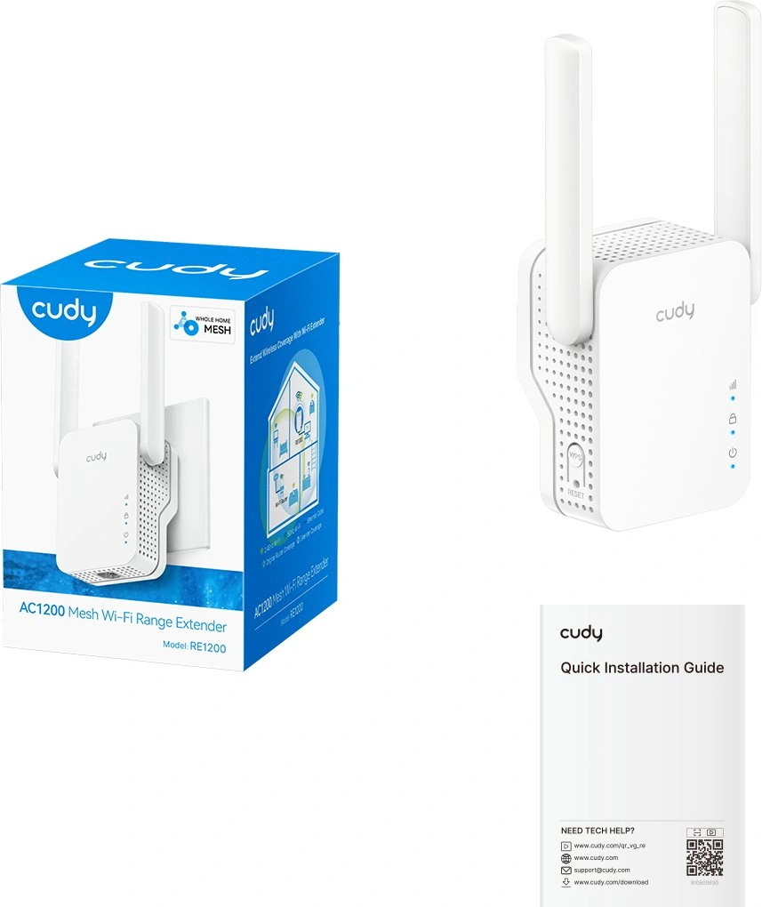 Повторитель беспроводного сигнала Cudy RE1200 AC1200 10/100BASE-TX/Wi-Fi белый