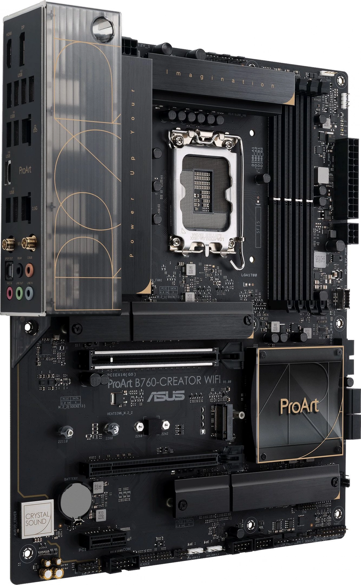 Материнская плата Asus PROART B760-CREATOR WIFI Soc-1700 Intel B760 4xDDR5 ATX AC`97 8ch(7.1) 1 x 2.5Gigabit + Gigabit Ethernet RAID+HDMI+DP