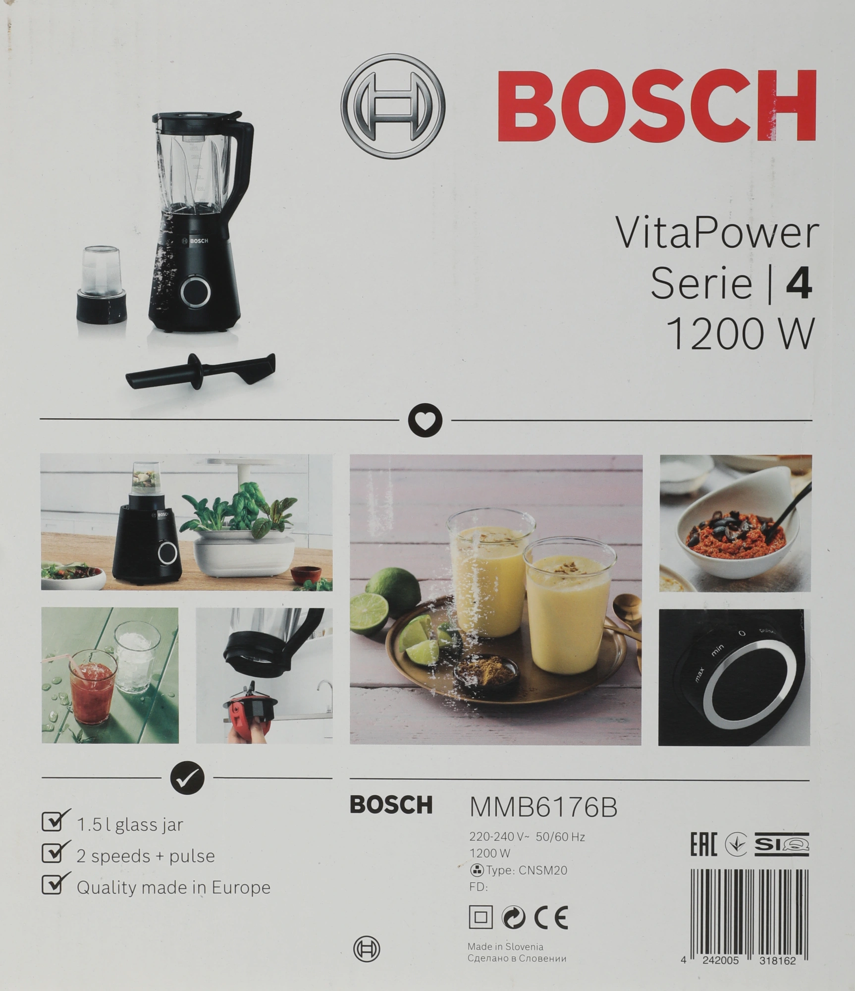 Блендер стационарный Bosch VitaPower Serie 4 MMB6176B 1200Вт черный