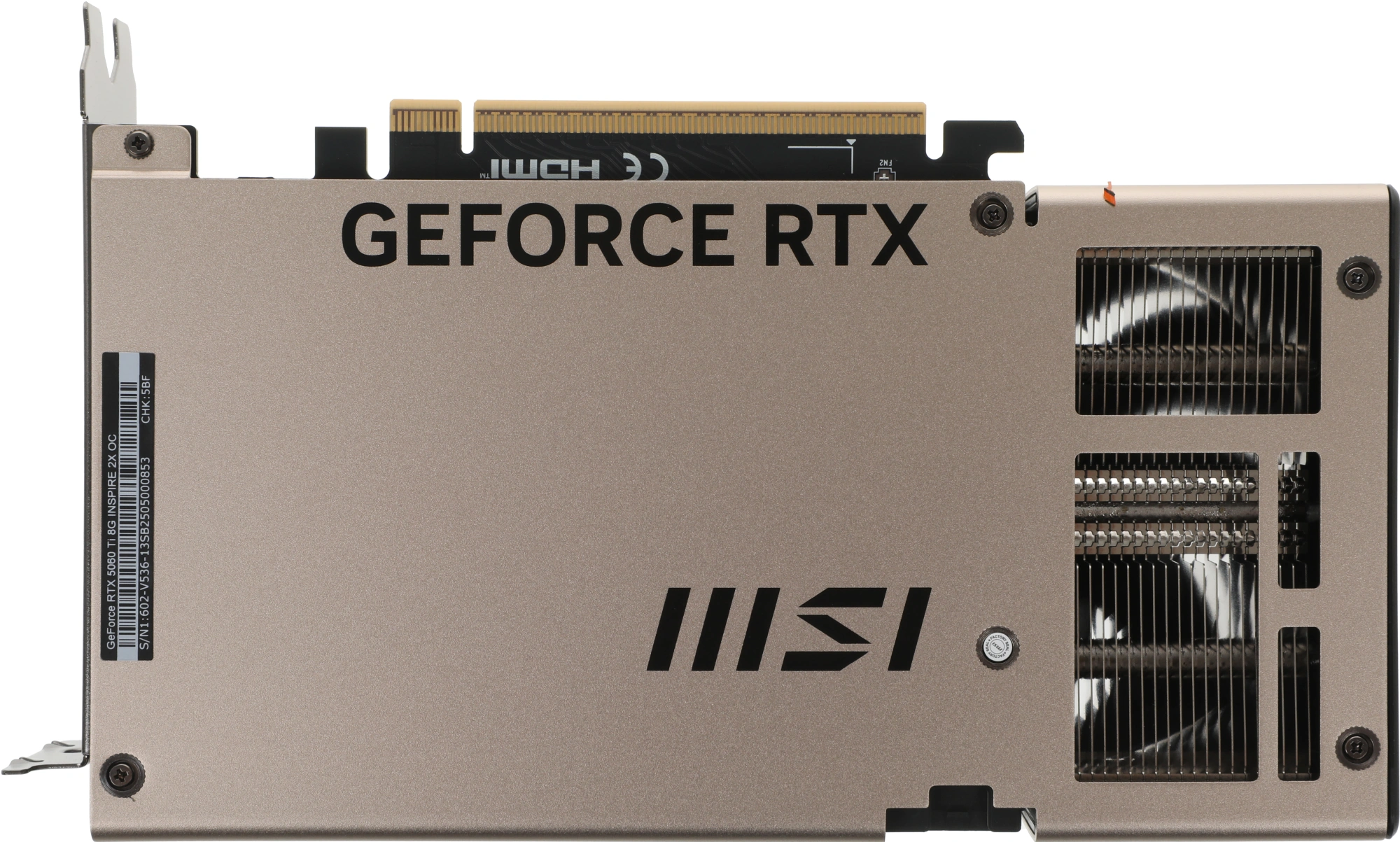 Видеокарта MSI PCI-E 5.0 RTX 5060 TI 8G INSPIRE 2X OC NVIDIA GeForce RTX 5060TI 8Gb 128bit GDDR7 2617/28000 HDMIx1 DPx3 HDCP Ret