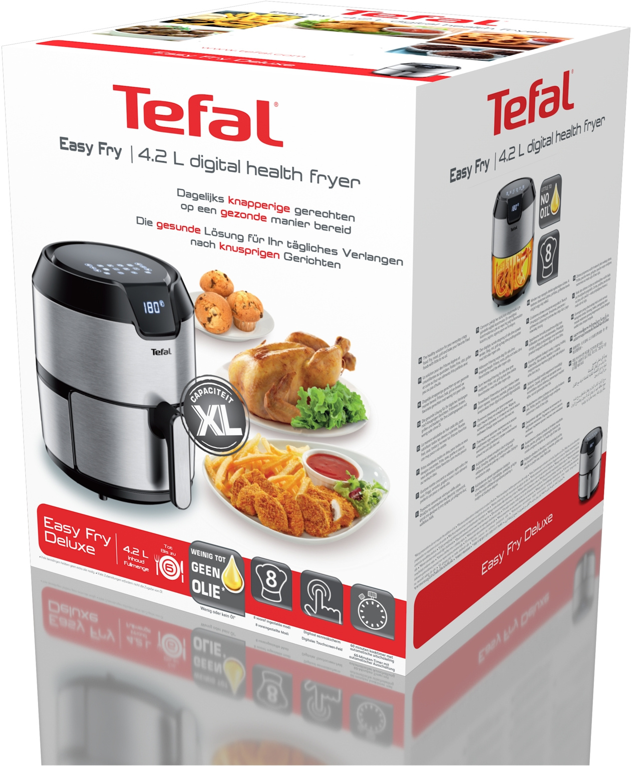 Аэрогриль Tefal Easy Fry Deluxe EY401D15 1500Вт серебристый/черный