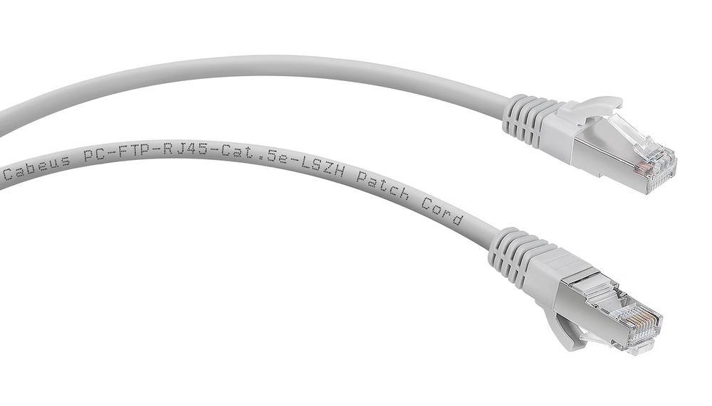 Cabeus PC-FTP-RJ45-Cat.5e-1.5m-LSZH - Патч-корд F/UTP, категория 5е, 2xRJ45/8p8c, экранированный, серый, LSZH, 1.5м