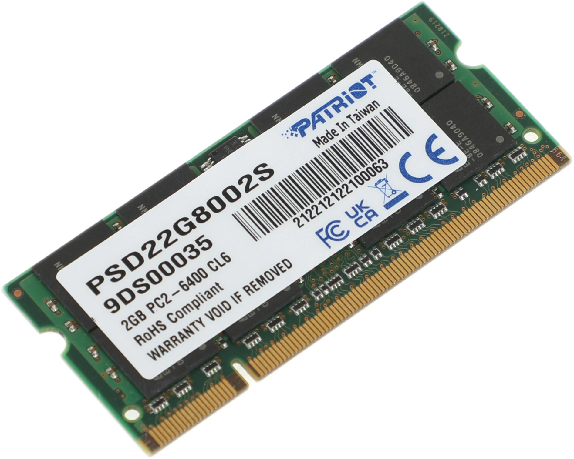 Память DDR2 2Gb 800MHz Patriot PSD22G8002S RTL PC2-6400 CL6 SO-DIMM 200-pin 1.8В dual rank Ret