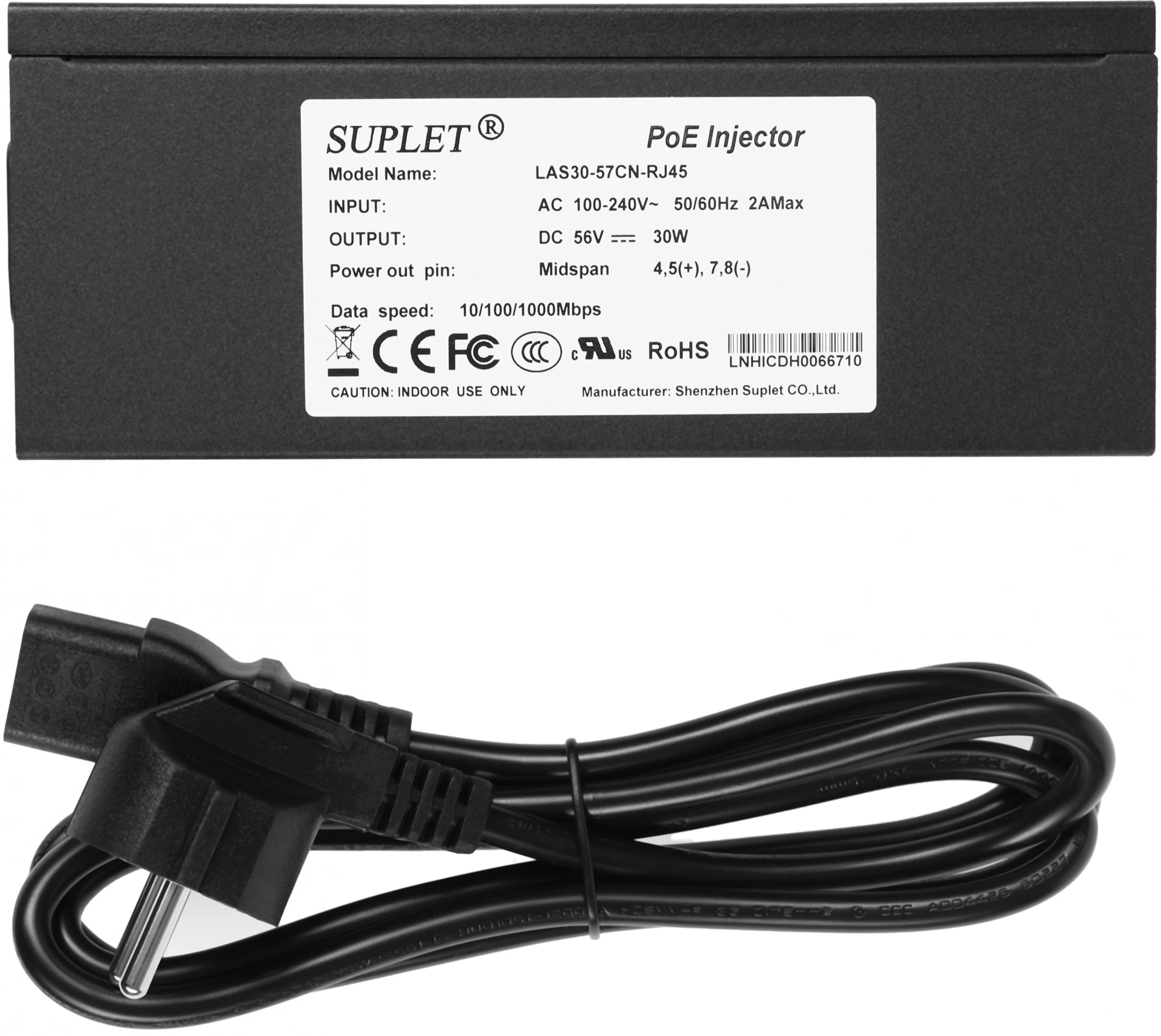 Инжектор POE Hikvision LAS30-57CN-RJ45