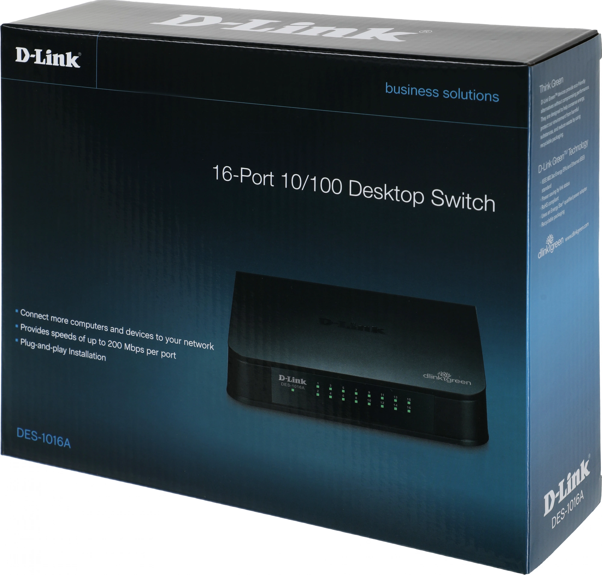 Коммутатор D-Link DES-1016A/E2A 16x100Мбит/с неуправляемый