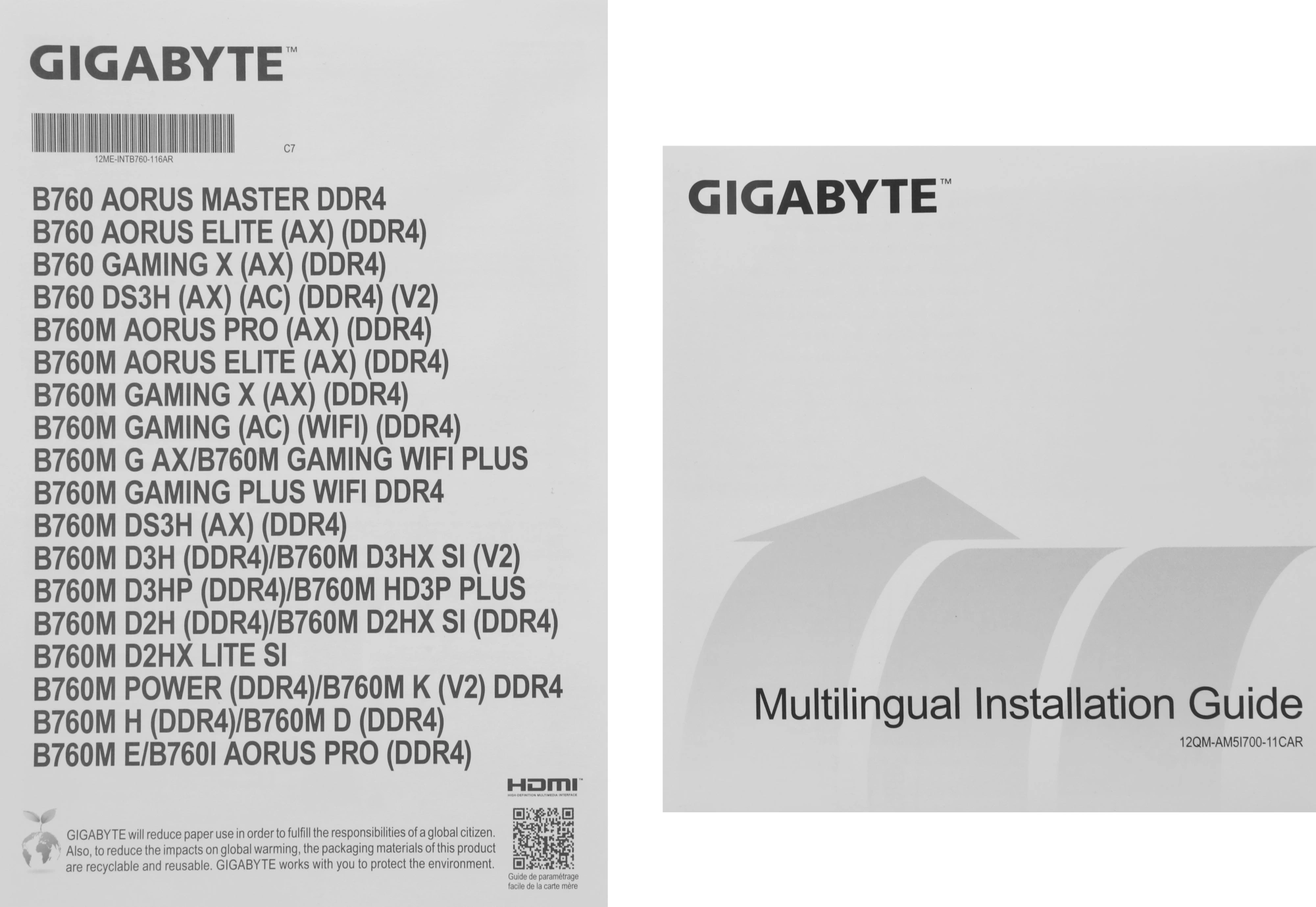 Материнская плата Gigabyte B760M GAMING DDR4 Soc-1700 Intel B760 2xDDR4 mATX AC`97 8ch(7.1) 2.5Gg RAID+VGA+HDMI+DP