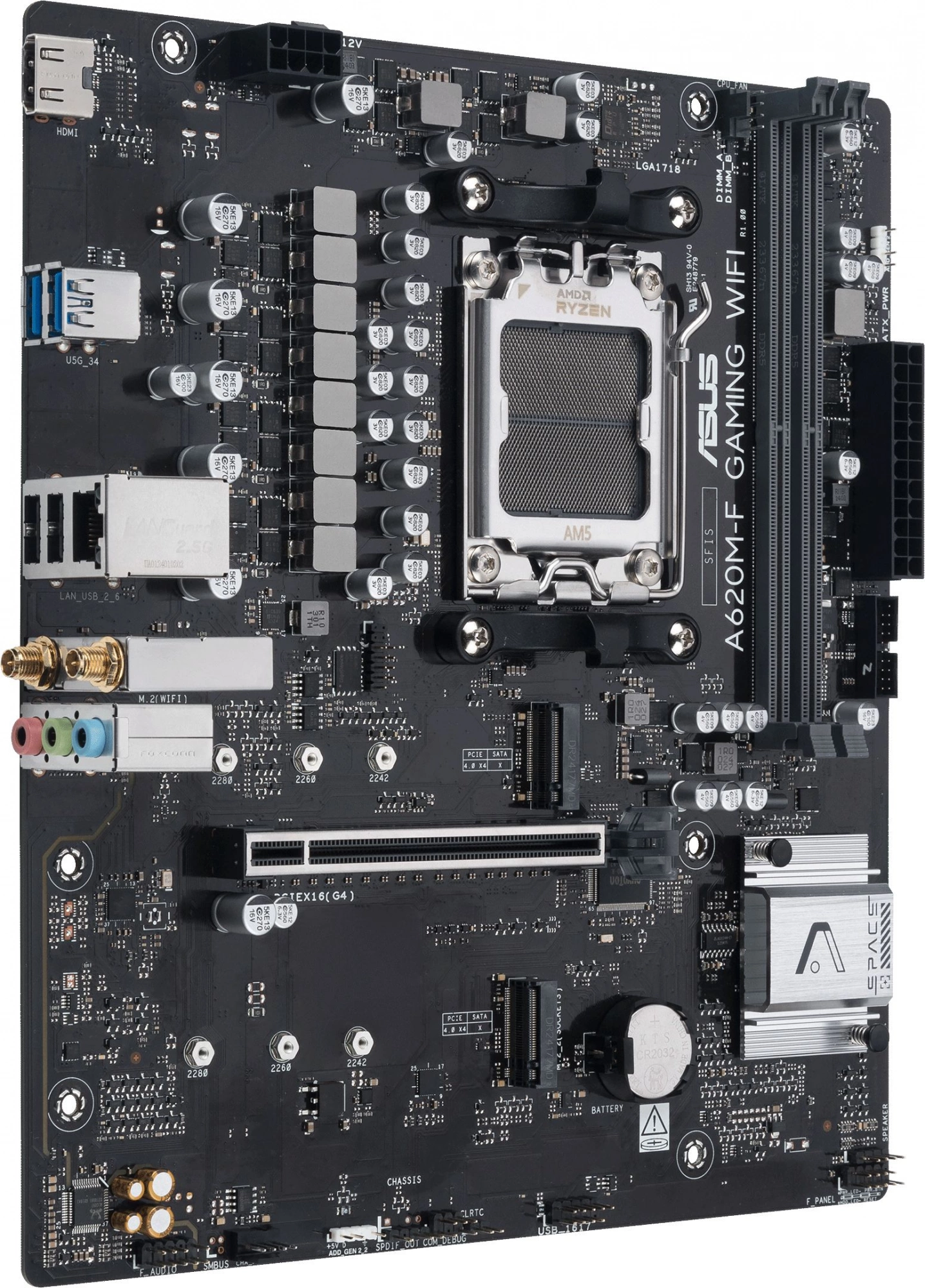 Материнская плата Asus A620M-F GAMING WIFI Socket AM5 AMD A620 2xDDR5 mATX AC`97 8ch(7.1) 2.5Gg RAID+HDMI