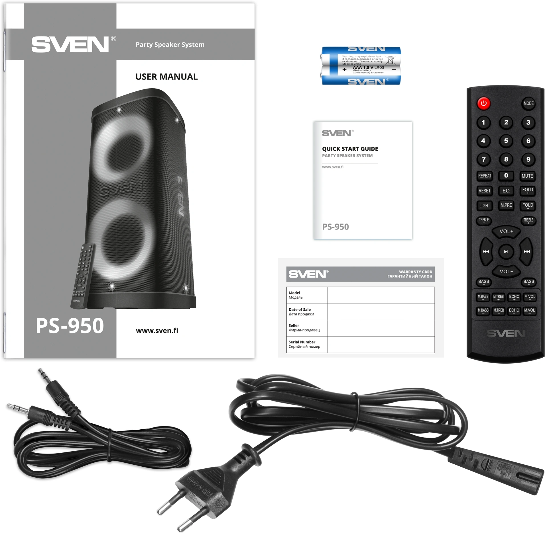 Колонка порт. Sven АС PS-950 черный 160W Mono BT/3.5Jack 8800mAh (SV-022396)
