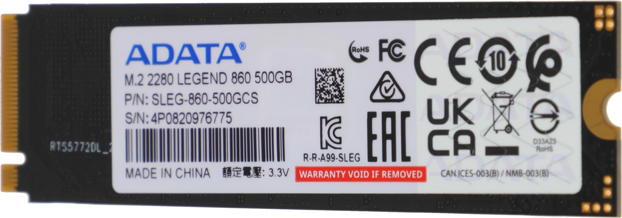 Накопитель SSD A-Data PCIe 4.0 x4 500GB SLEG-860-500GCS Legend 860 M.2 2280