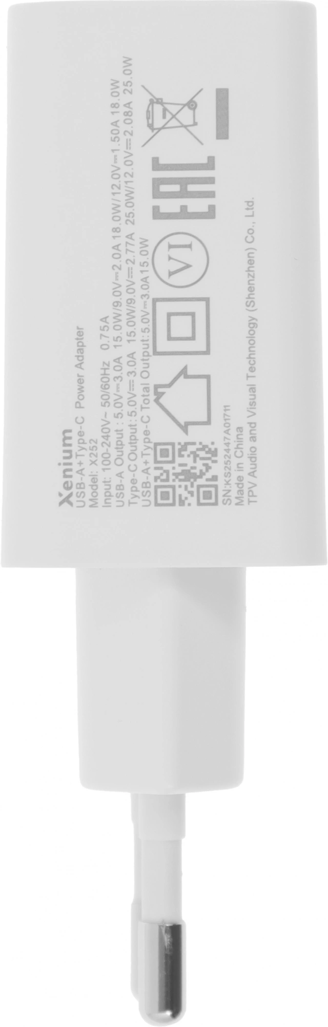 Сетевое зар./устр. Xenium X252 25W 3A+2A USB/USB Type-C универсальное белый (CCX252CW/00)