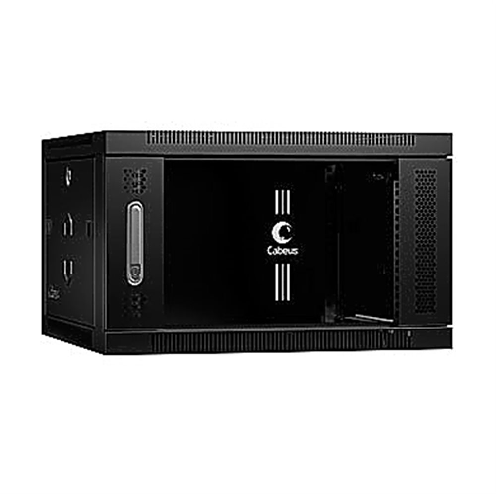 Cabeus SH-05F-6U60/35-BK - Шкаф телекоммуникационный настенный 19" 6U 600x350x368mm (ШхГхВ) дверь стекло, цвет черный (RAL 9004)