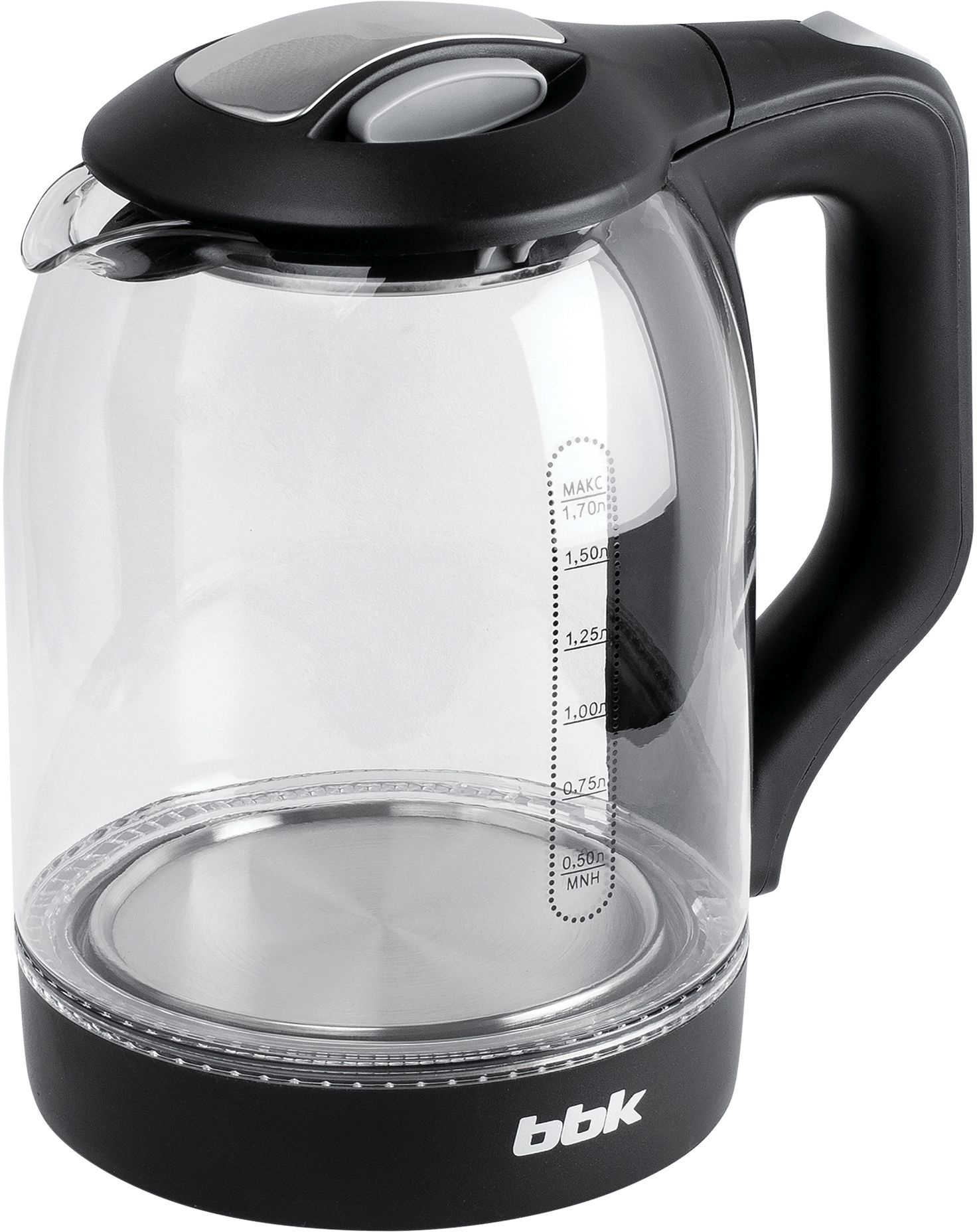 Чайник электрический BBK EK1724G 1.7л. 2200Вт черный корпус: стекло/пластик
