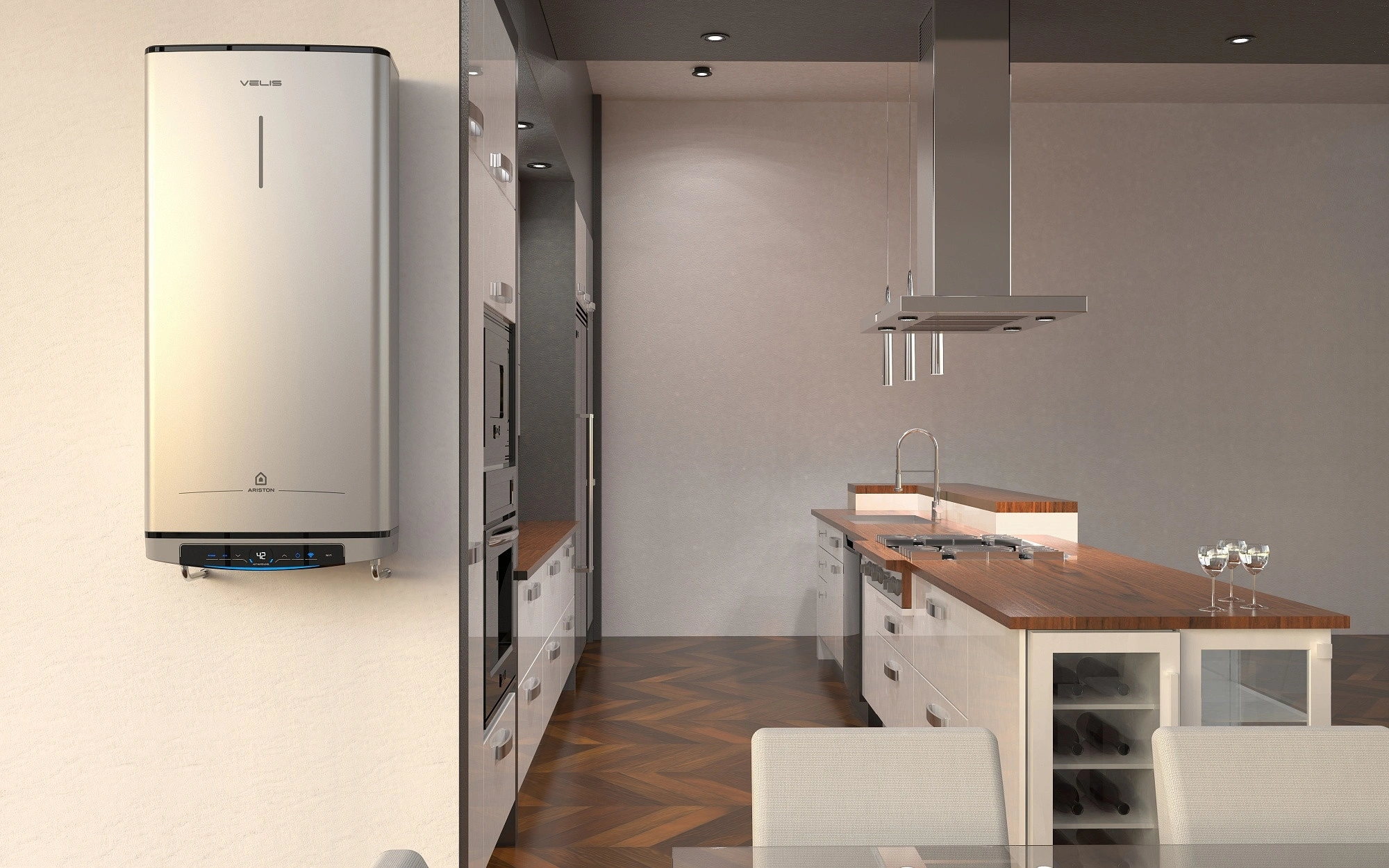 Водонагреватель Ariston Velis Lux Inox PW ABSE WIFI 80 2.5кВт 80л электрический настенный/серый